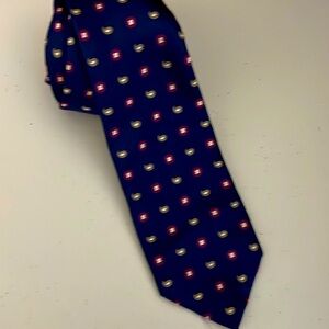 ISAIA blue purple print 💯silk tie! EUC 🏆